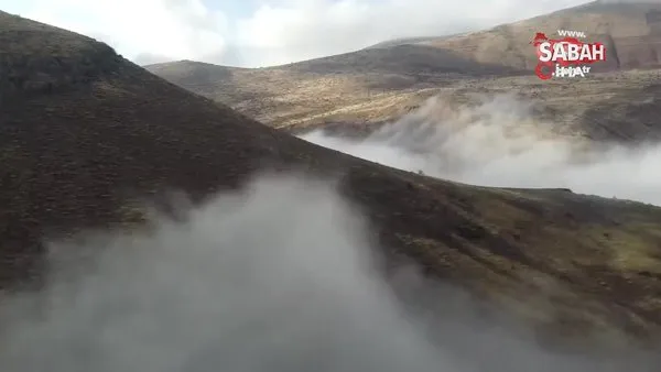 Dağ eteklerindeki sis bulutları böyle görüntülendi | Video