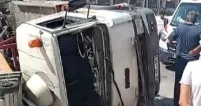 Karaköprü’de ev taşıyan nakliye asansörü, bir aracın üstüne devrildi #sanliurfa