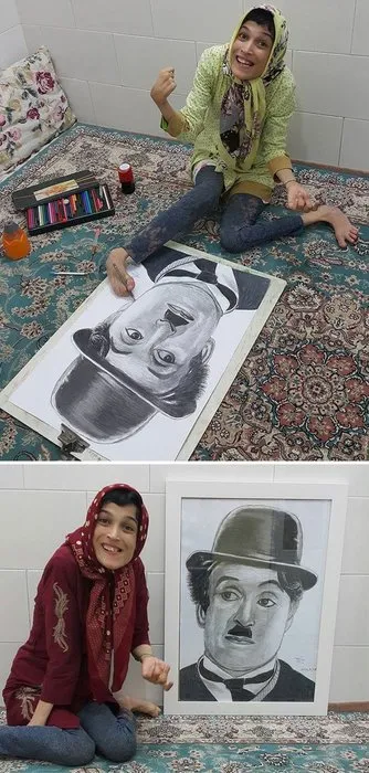 İranlı engelli ressam Nasrabadi’nin ayaklarıyla çizdiği resimler büyük yankı uyandırdı!