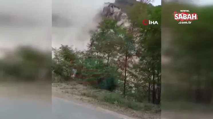 Taş ocağındaki heyelan böyle görüntülendi | Video
