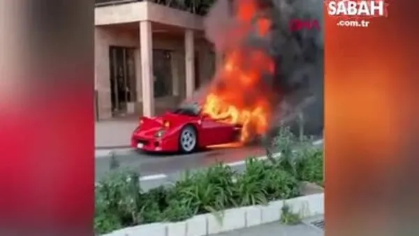 Alev alan Ferrari’yi bahçe hortumuyla söndürmeye çalıştı | Video