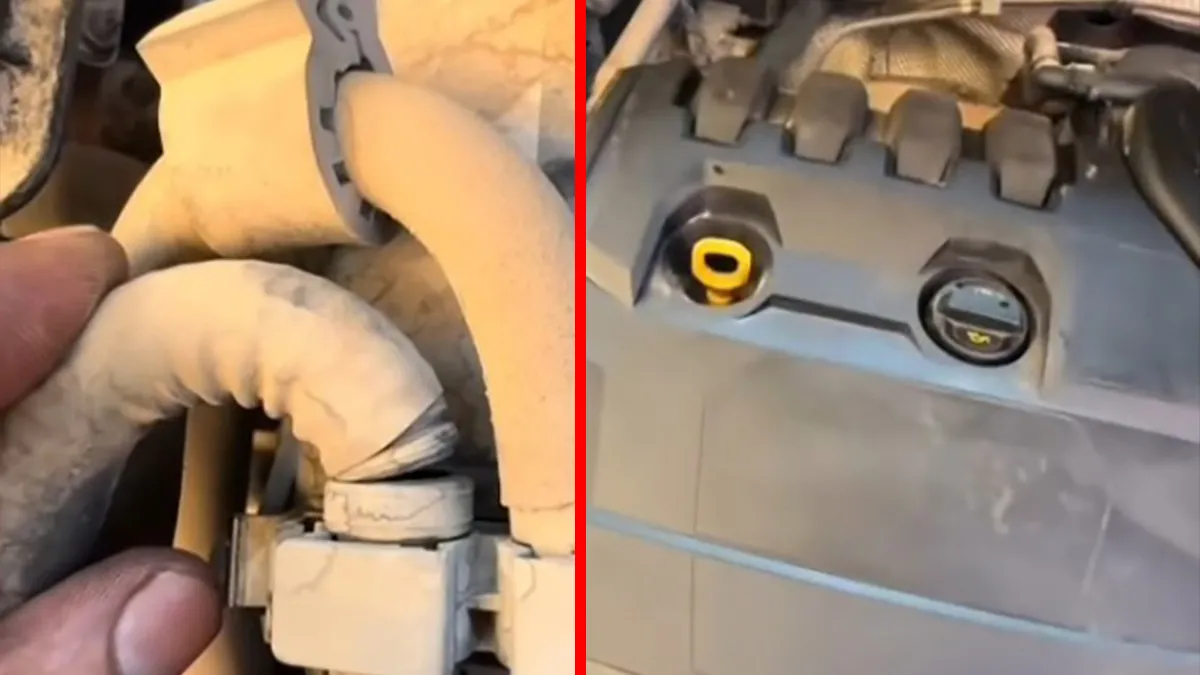 Konya'da bir aracın motor bölümü gösteriliyor.