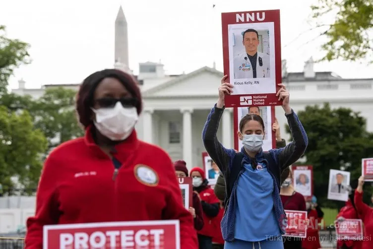 Beyaz Saray önünde ABD’li hemşirelerin koronavirüs protestosu