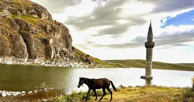 Ağrı'da baraj suları altında kalan cami minaresi ziyaretçileri cezbediyor #agri