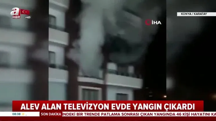 Televizyon yangın çıkardı, alevler binayı sardı