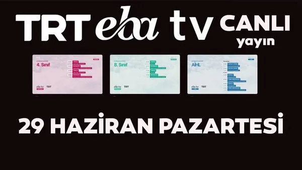 TRT EBA TV izle! (29 Haziran 2020 Pazartesi) 'Uzaktan Eğitim' Ortaokul, İlkokul, Lise kanalları canlı yayın | Video