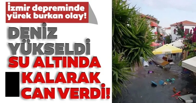 Son dakika: İzmir’deki depremde deniz yükseldi, bir kişi su altında can verdi
