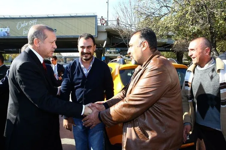 Erdoğan’dan taksi durağına ziyaret
