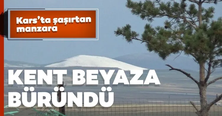 Kars’ta etkili olan dolu nedeniyle kent beyaza büründü