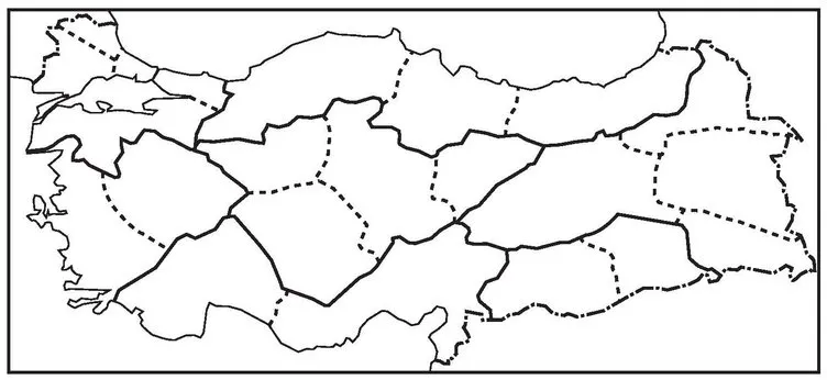 Türkiye Dilsiz Haritası Siyasi - Renksiz ve Renkli Dilsiz Türkiye Haritası İle Boş Bölgeler ve İl Sınırları
