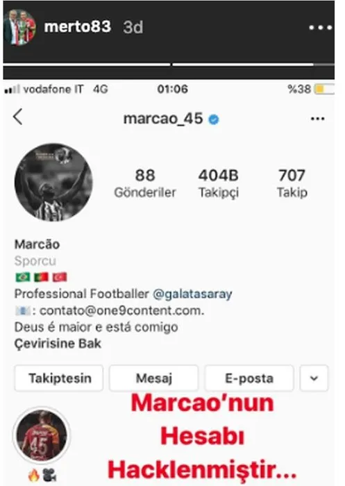 Marcao’nun hesabından şok paylaşım! Galatasaray’dan Beşiktaş’a...