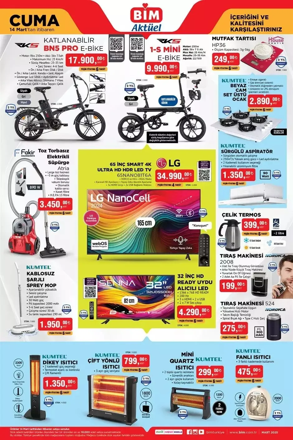 HAFTANIN KAÇIRILMAYACAK FIRSATLARI! BİM aktüel 11-14 Mart broşürü: Elektrikli süpürge, çarşaf, termos, mop, tavuk, süt, yoğurt...