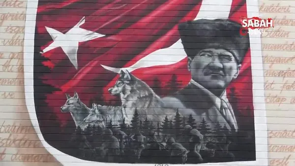 42 metrelik Atatürk'lü mural çalışması beğeni topladı