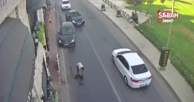 Bakırköy’de yolun karşısına geçmeye çalışan köpeklere otomobil böyle çarptı | Video