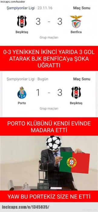 Porto - Beşiktaş maçı capsleri