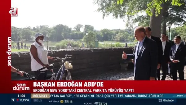 ABD'ye giden Başkan Erdoğan Central Park'ta yürüyüş yaptı | Video
