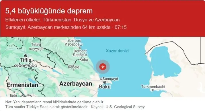 AZERBAYCAN DEPREM SON DAKİKA || Kardeş ülkede 5 üzeri sarsıntı! Az önce Azerbaycan’da deprem mi oldu, hangi ülkeler etkilendi, can kaybı var mı?