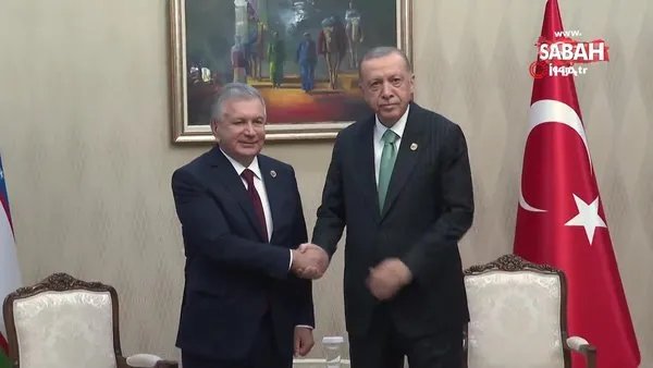 Cumhurbaşkanı Erdoğan, Özbekistanlı mevkidaşı Mirziyoyev ile görüştü | Video