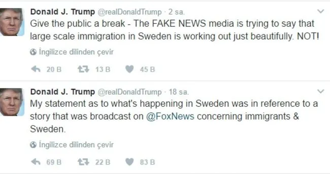 Trump ile İsveç arasında Twitter savaşı devam ediyor