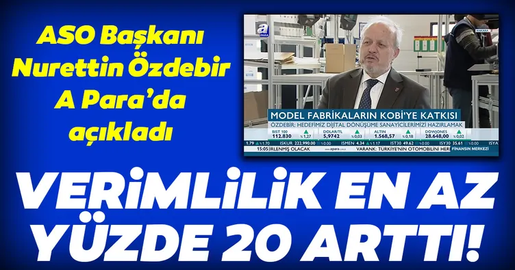 ASO Başkanı Nurettin Özdebir A Para’da açıkladı! Verimlilik en az yüzde 20 arttı