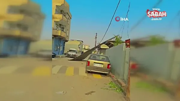 Gaziantep’te etkili olan rüzgar bir evin çatısını uçurdu | Video