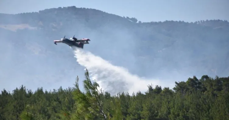 Soma’da çıkan orman yangınında söndürme çalışmaları devam ediyor