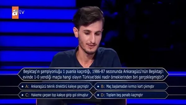 Kim Milyoner Olmak İster'de duygulandıran Beşiktaş sorusu! 