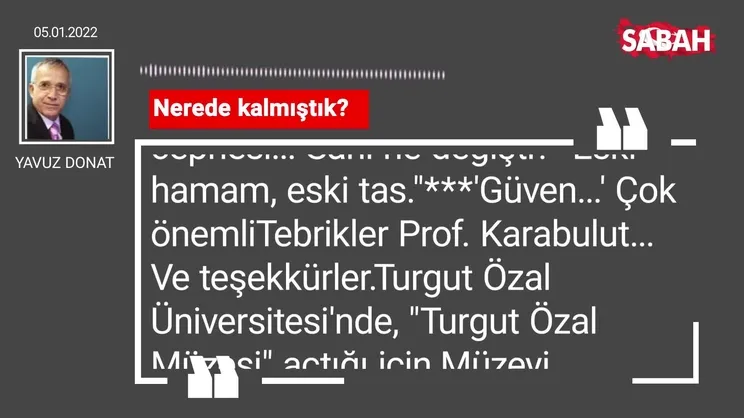 Yavuz Donat | Nerede kalmıştık?