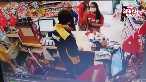 İstasyondaki markete giren tırnakçı kadınlar kasiyeri böyle dolandırdı | Video