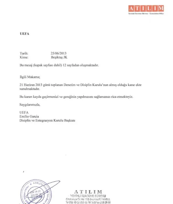 Beşiktaş, UEFA’dan gelen kararı yayınladı!