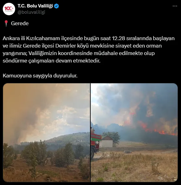 SON DAKİKA: Ankara’daki orman yangını Bolu’ya sıçradı! Valilik açıkladı: 65 kişi tahliye edildi