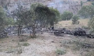 Düşen askeri helikopterin enkazı görüntülendi
