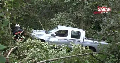 Fındık bahçesine yuvarlanan kamyonetteki 2 kişi yaralandı | Video