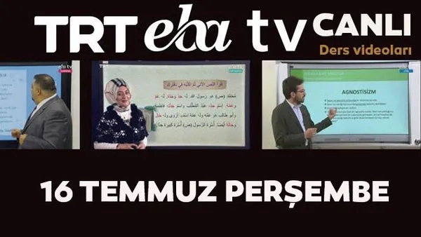 TRT EBA TV izle! (16 Temmuz 2020 Perşembe) 'Uzaktan Eğitim' Ortaokul, İlkokul, Lise kanalları canlı yayın | Video