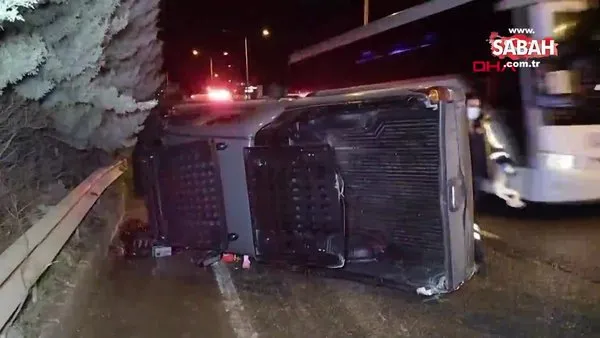 TIR'la çarpışıp, 70 metre sürüklenen kamyonetin sürücüsü yaralandı | Video
