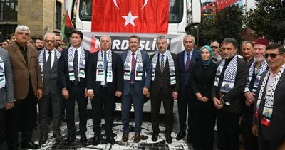 Kardeşlik tırları Trabzon’dan Gazze’ye uğurlandı #trabzon
