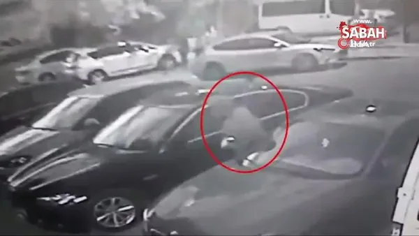 İstanbul'da lüks araçlardan direksiyon ve sunroof çalan hırsızlar kamerada | Video