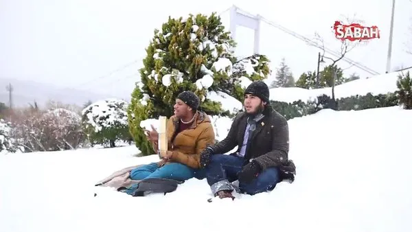 Yabancı öğrencilerden İstanbul Boğaz'ı manzaralı kar keyfi