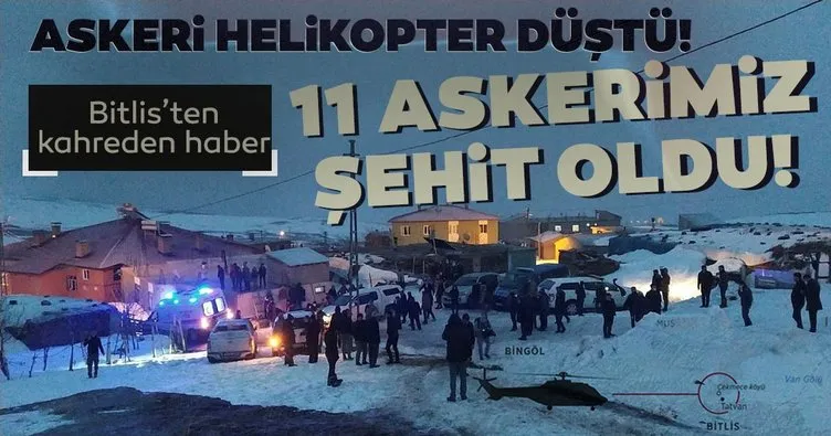 Bitlis'ten son dakika acı haber! Düşen helikopterde 11 askerimiz şehit oldu