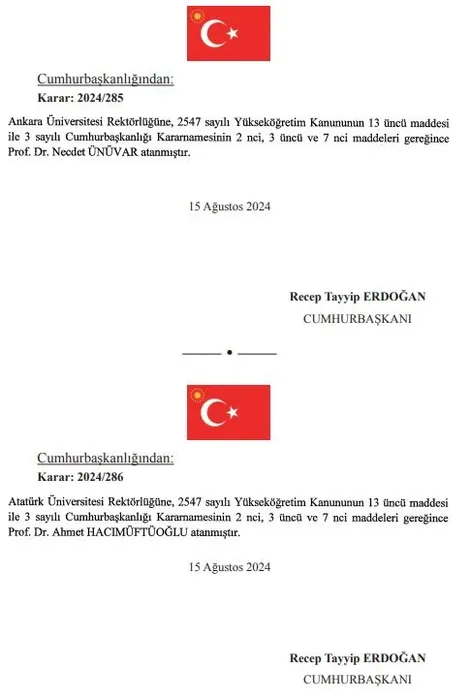 SON DAKİKA: Resmi Gazete’de yayımlandı! 13 üniversiteye rektör ataması