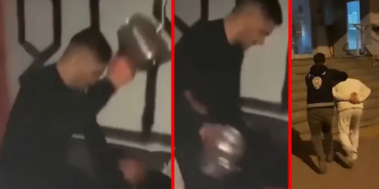 Çaydanlıkla adam döven zorba yakalandı! Suç makinesi çıktı!