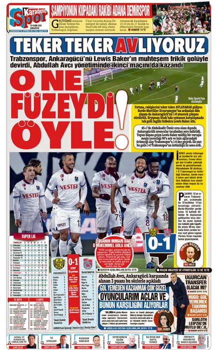 Trabzon yerel basınında galibiyet sevinci: O ne füzeydi öyle!”