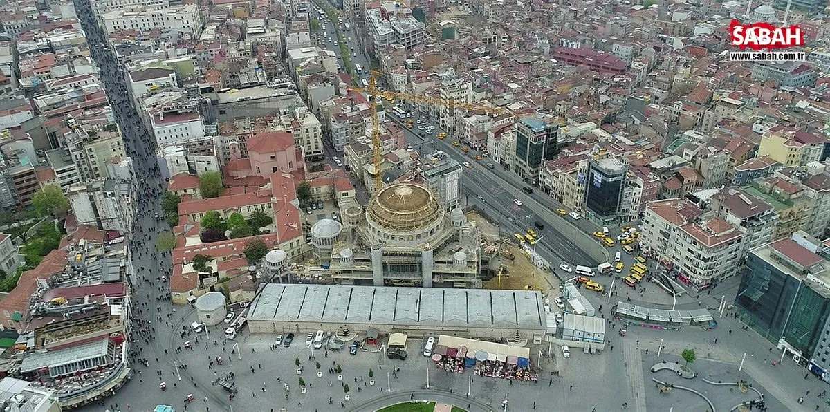 Taksim Camii inşaatında son durum havadan görüntülendi ...