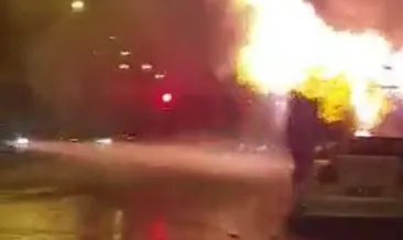 Seyir halindeki otobüs yandı