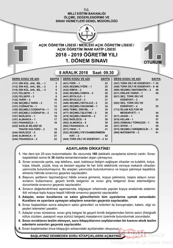 AÖL soruları ve cevapları açıklandı! 8-9 Aralık MEB ile Açık Lise AÖL sınav soruları ve cevapları 2018 burada!