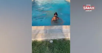 Hülya Avşar siyah bikinisiyle havuzda şov yaptı | Video