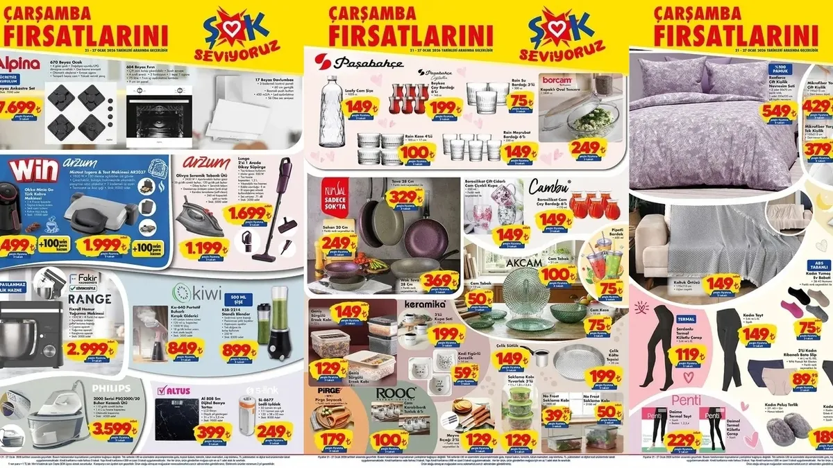 KAMPANYALAR RAFLARDA! ŞOK aktüel 21-27 Ocak indirimleri: su sebili, tartı, blender, yorgan, tavalar...