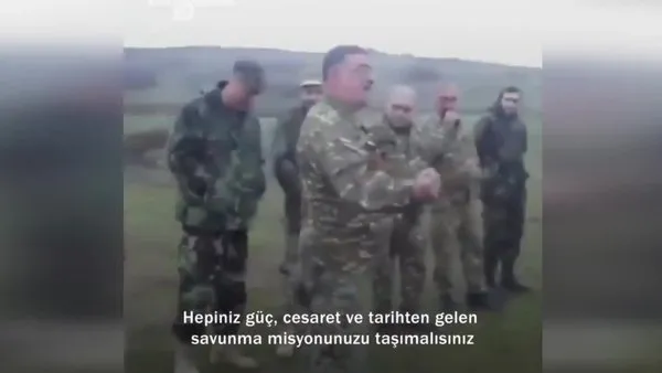 Ermeni komutanın cepheden kaçan askerlere moral verdiği an kamerada | Video