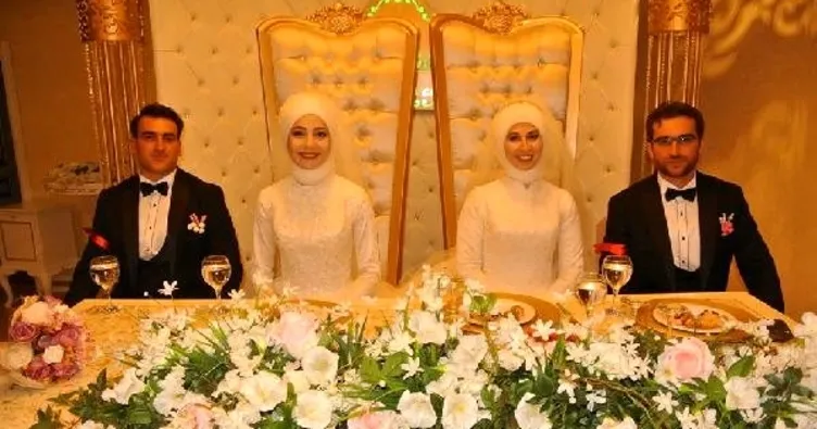 İki kardeş aynı düğünde evlendi