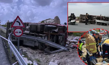 Nevşehir’de korkutan kaza! Kontrolden çıkan kamyon yol kenarına devrildi: 2 yaralı